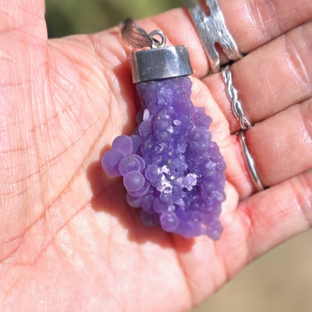 *Rare* Grape Agate Cluster Organic Solid 925 Ster… - image 7